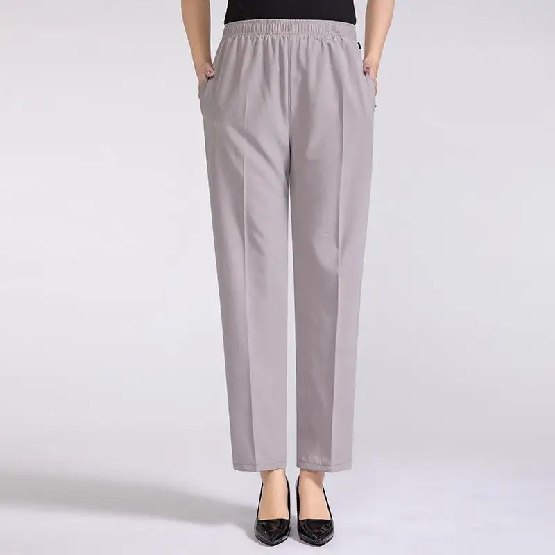 Women Silk Comfortable High Waist Elastic Long Pants