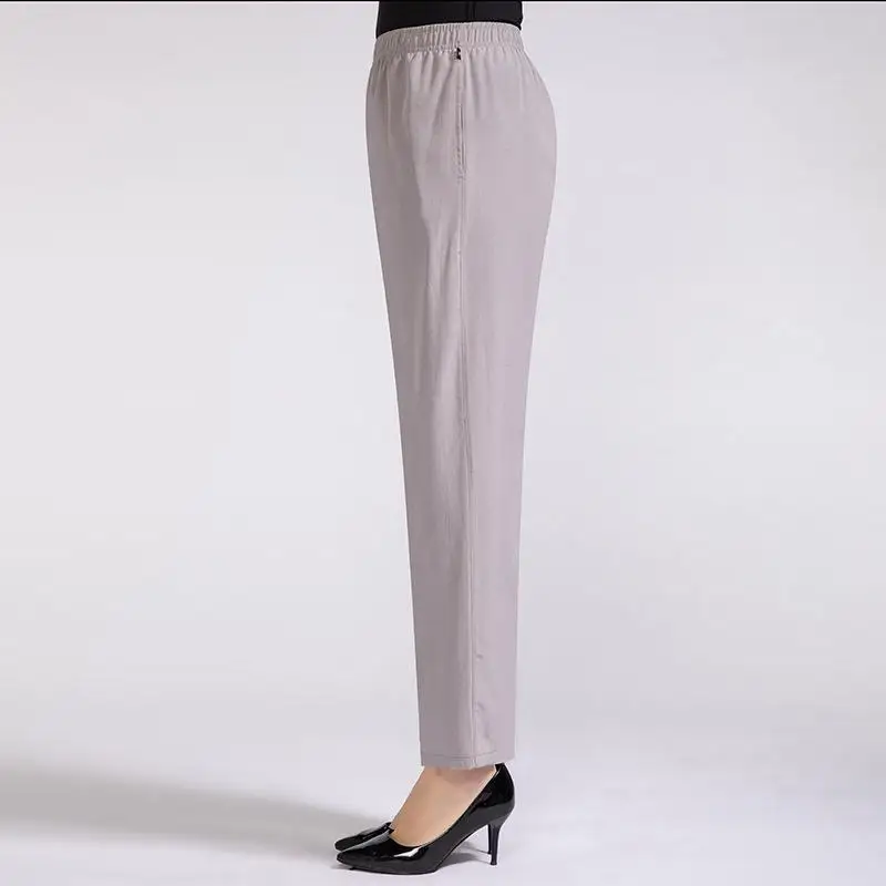 Women Silk Comfortable High Waist Elastic Long Pants