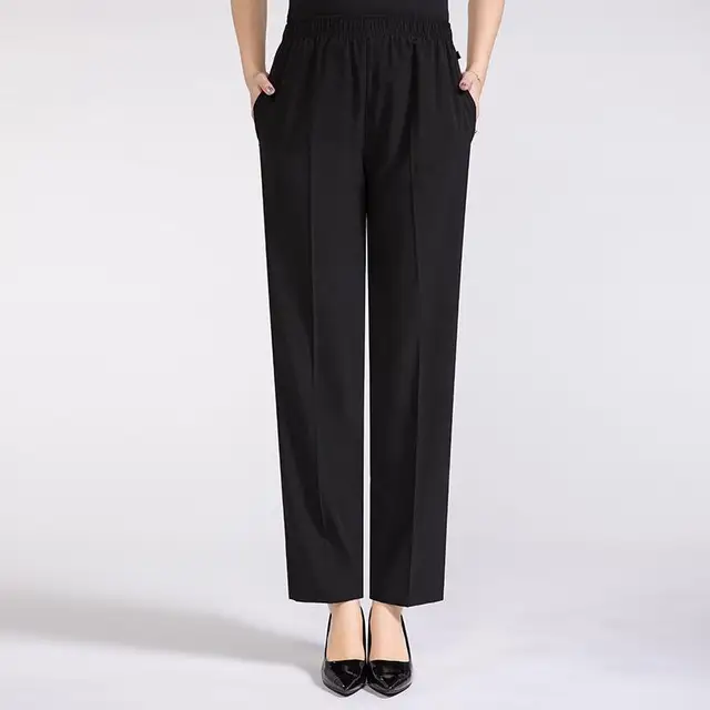 Women Silk Comfortable High Waist Elastic Long Pants