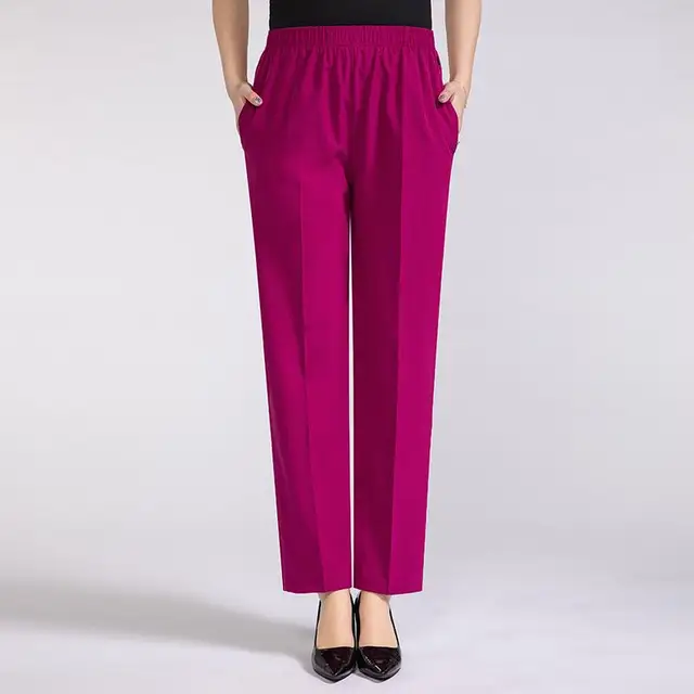 Women Silk Comfortable High Waist Elastic Long Pants