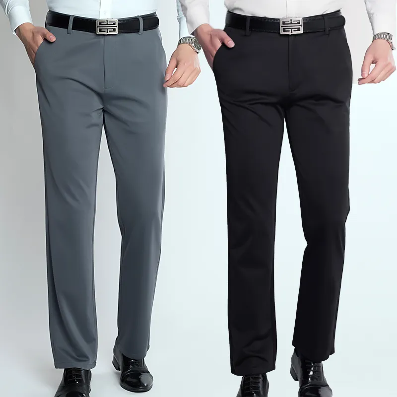 Men's Thin Fashion Business Casual Suit Pants Long Pants Elastic Straight Sleeve Formal Pants Plus Size 28-40