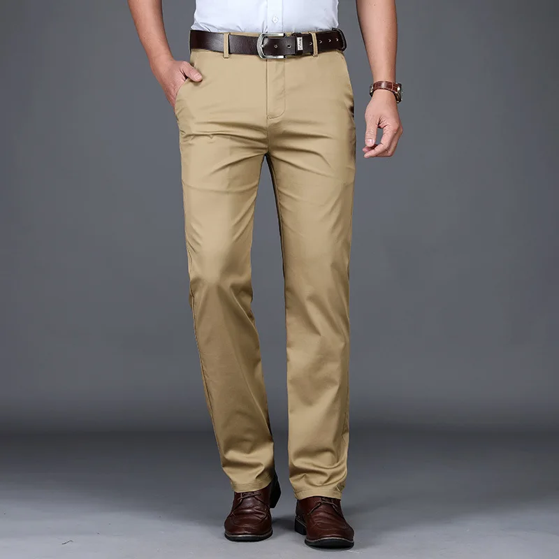 Men's Cotton Casual Pants Clothing Straight Business Trousers