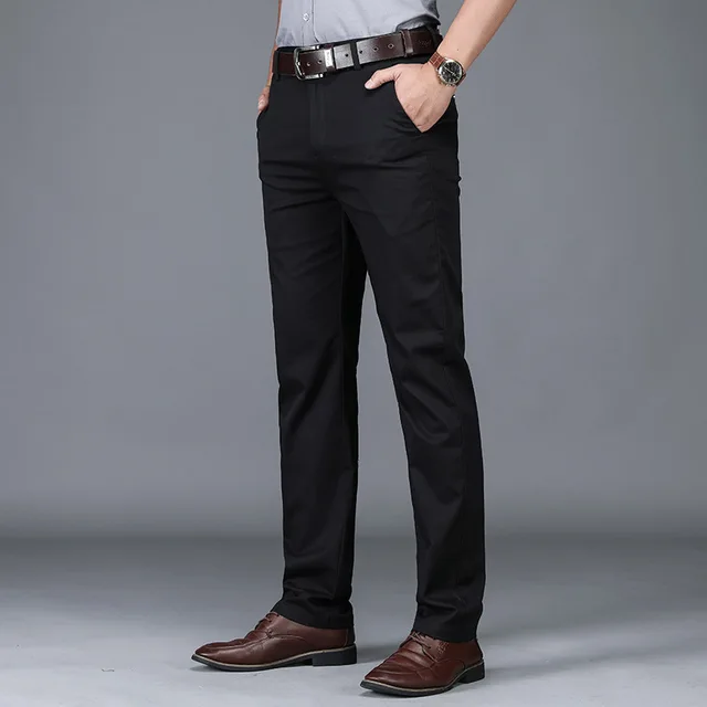 Men's Cotton Casual Pants Clothing Straight Business Trousers