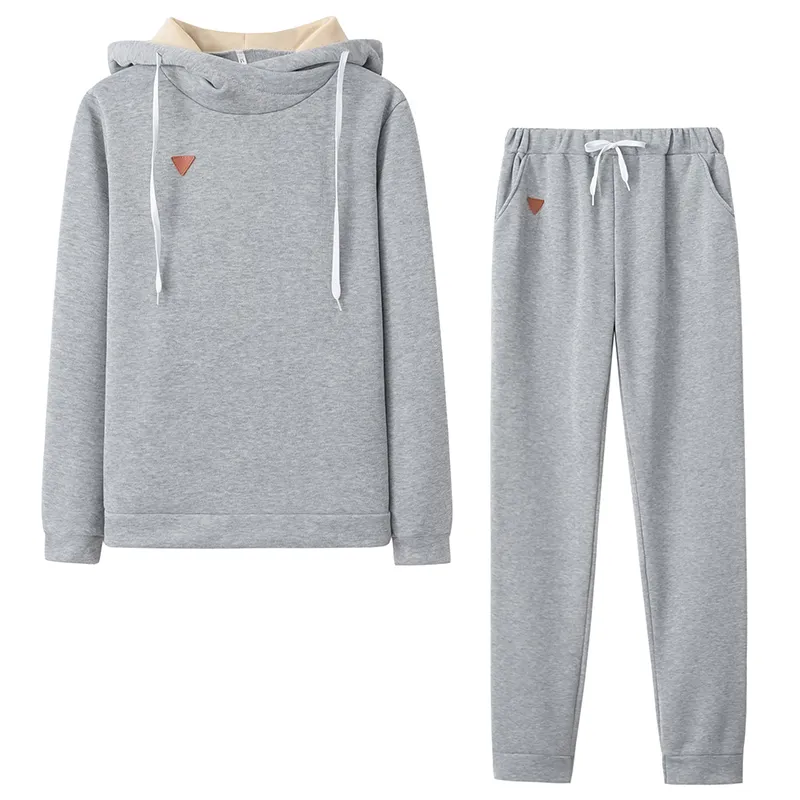 Women 2 Piece Set Tracksuit Fleece Hoodies Pullover Sweatshirts Baggy Trousers Jogger Pants Warm Outfits