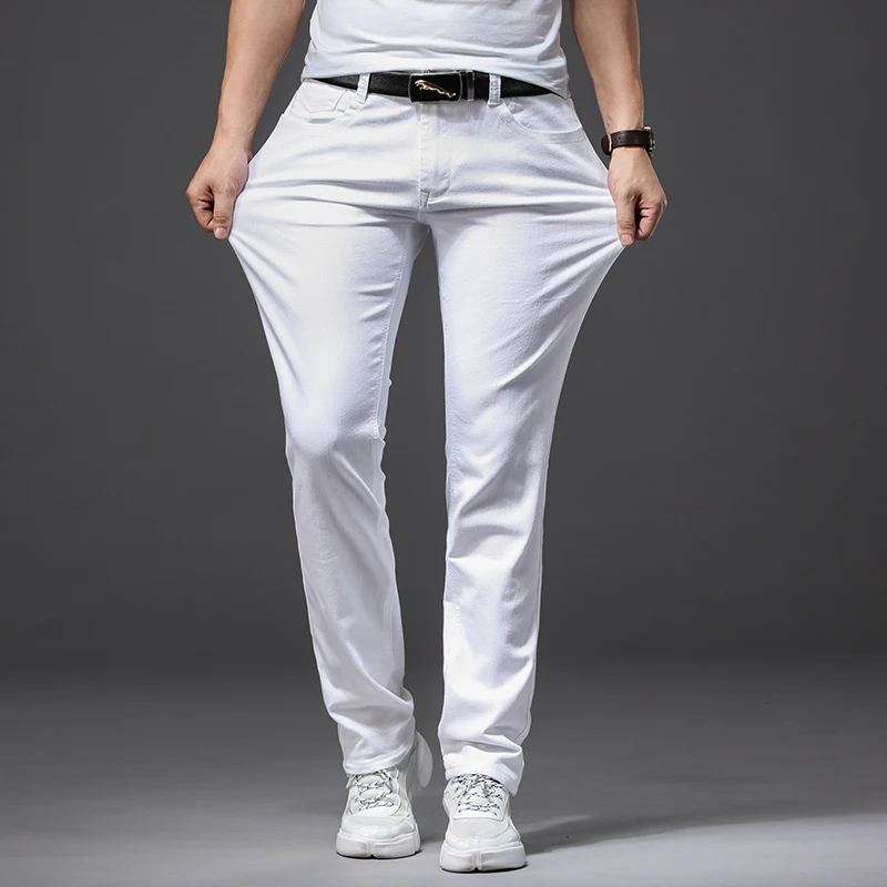Men Jeans Fashion Casual Classic Style Slim Fit Soft Trousers Brand Advanced Stretch Pants
