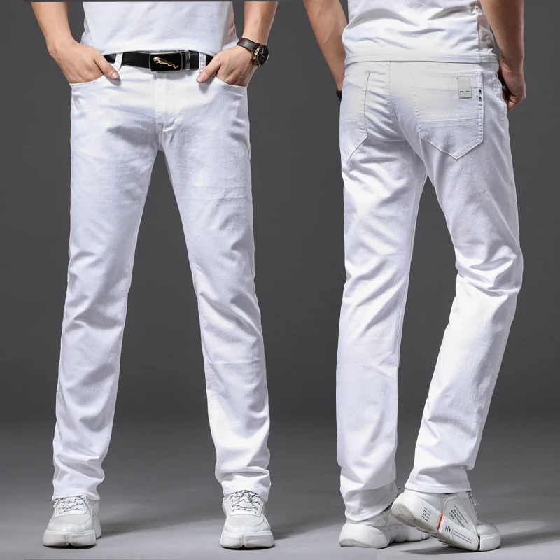 Men Jeans Fashion Casual Classic Style Slim Fit Soft Trousers Brand Advanced Stretch Pants