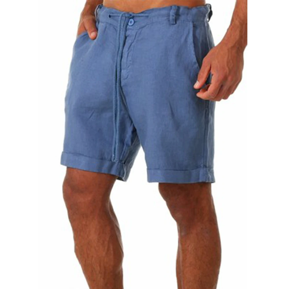 Men's Cotton Linen shorts Pants Breathable Solid Color Linen Trousers Fitness Streetwear S-4XL