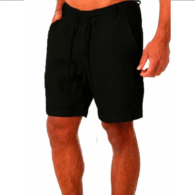 Men's Cotton Linen shorts Pants Breathable Solid Color Linen Trousers Fitness Streetwear S-4XL