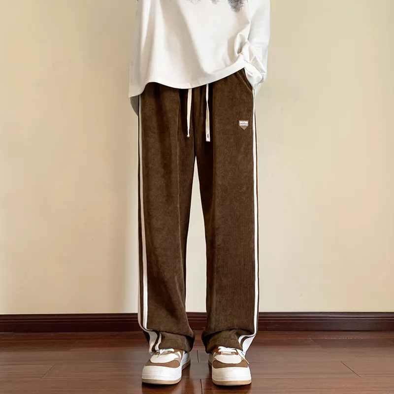 Men Baggy Striped Sweatpants Straight-Leg Pants Fashion Hip Hop Streetwear Harajuku Trousers Casual Bottoms