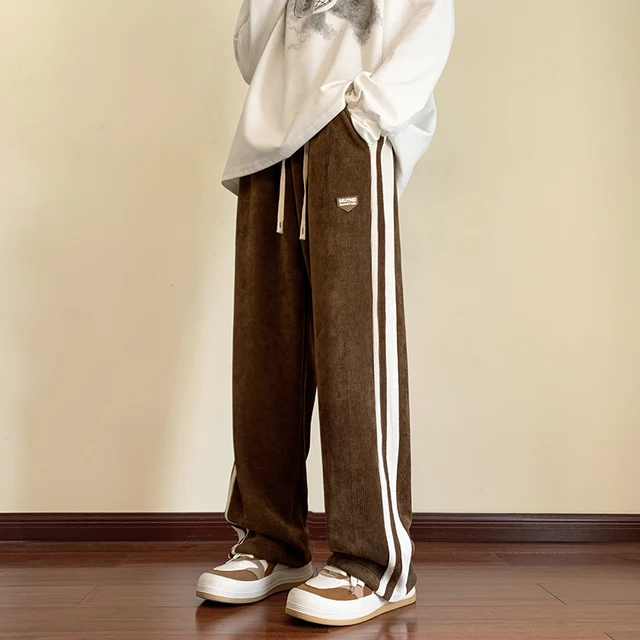 Men Baggy Striped Sweatpants Straight-Leg Pants Fashion Hip Hop Streetwear Harajuku Trousers Casual Bottoms