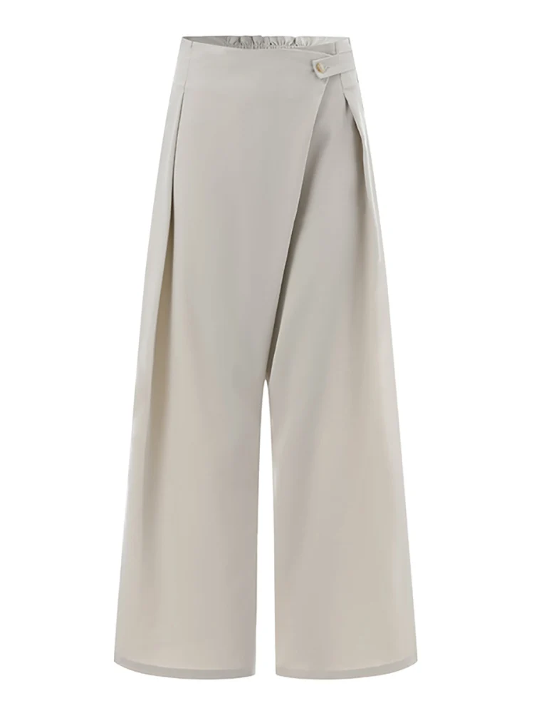 Women Elegant OL Wide Leg Pants Trousers Casual High Waist Solid Work Long Pantaloon Loose Office Palazzo