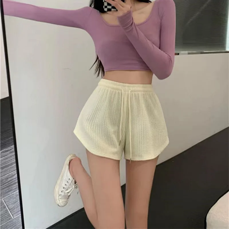 Women Thin Style Loose Casual Large Size Wide Leg High Waist A-word Shorts