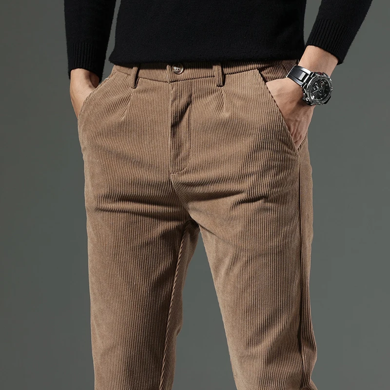 Men's Corduroy Trousers New Clothing Stretch Slim Fit Casual Pants Fashion