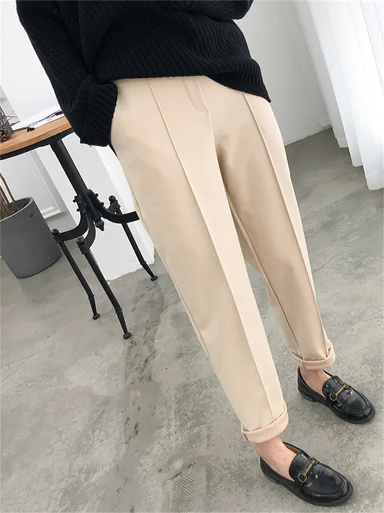 Women Pencil Pants' cloths OL Style Wool Suit Pant Loose Trousers Capris