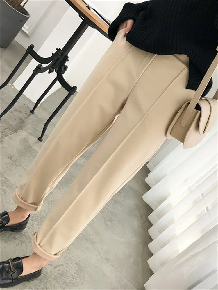 Women Pencil Pants' cloths OL Style Wool Suit Pant Loose Trousers Capris