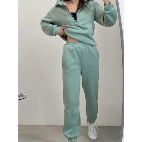 Women Tracksuit 2 Piece Set Fleece Sweatpants And Sweatshirts Purple Suit Set