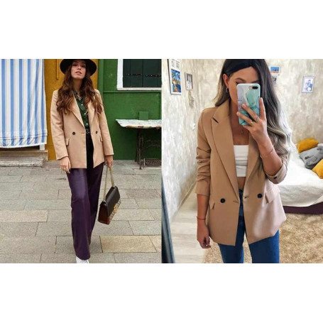 Women Double Breasted Loose Blazer Loose Classic Coat Basic Suit Outwear Outfit