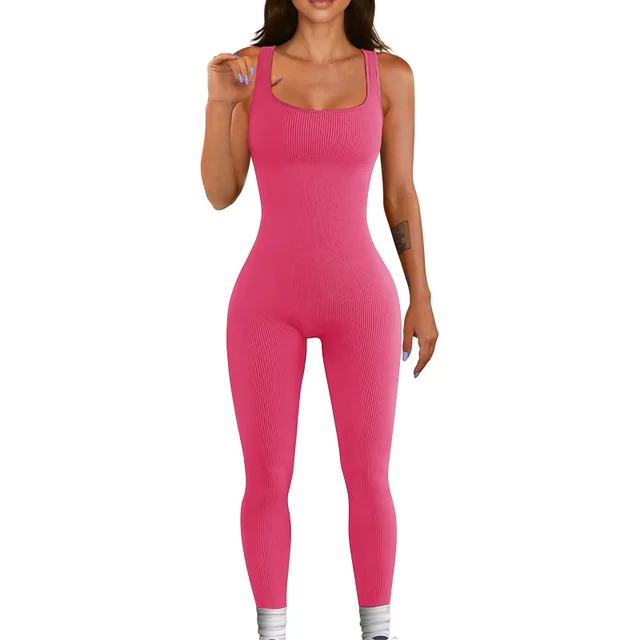 Women Seamless Jumpsuit  Thread High Elasticity Quick Drying Sleeveless Fitness Gym Set