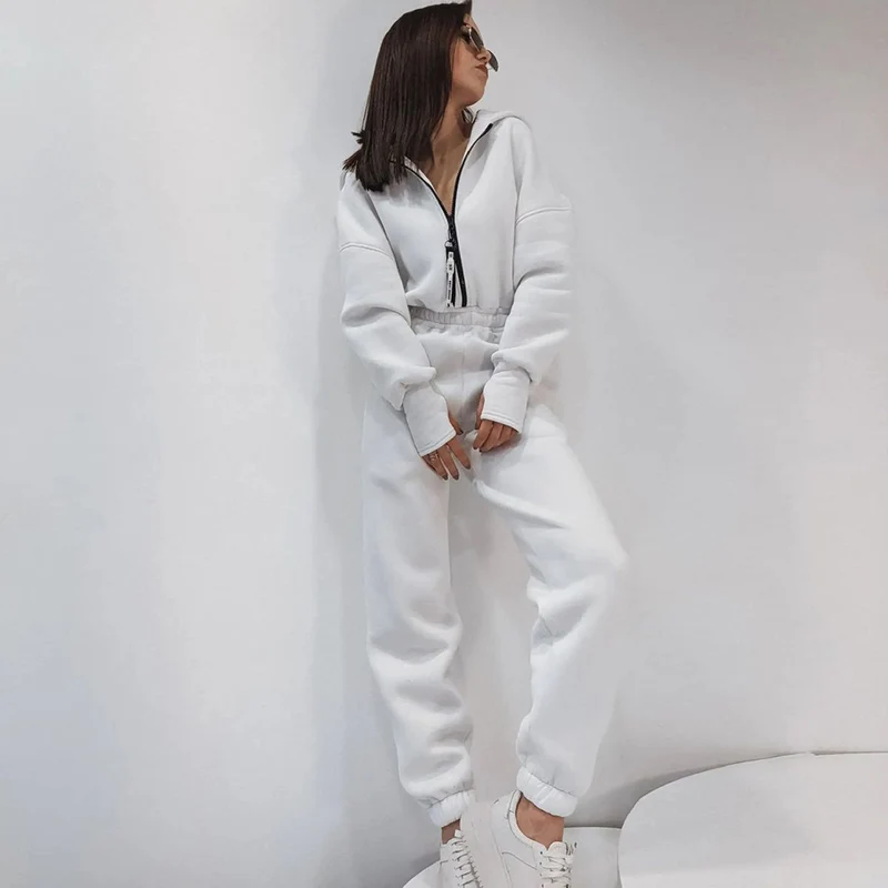 Women Elegant Hoodies Jumpsuit Fashion Long Sleeve One Piece Outfit Warm Overalls Tracksuit