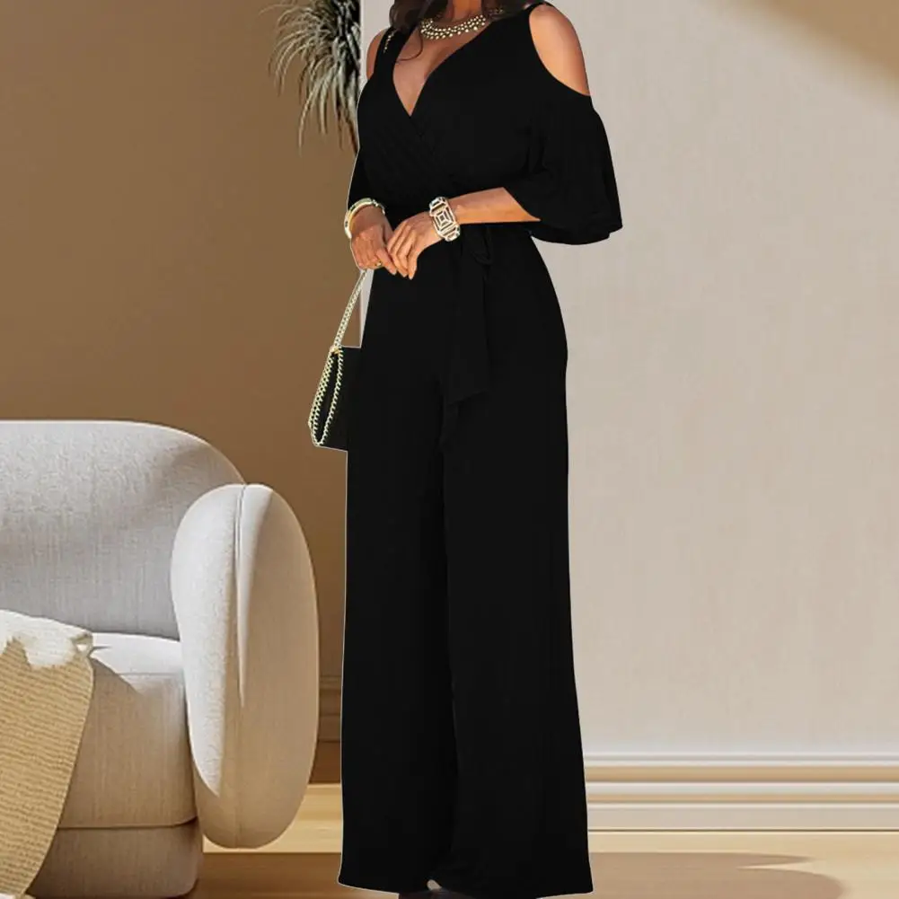 Elegant Women Summer Jumpsuit Loose Summer Jumpsuit Off Shoulder Formal OL Style Summer Jumpsuit  Dress-up