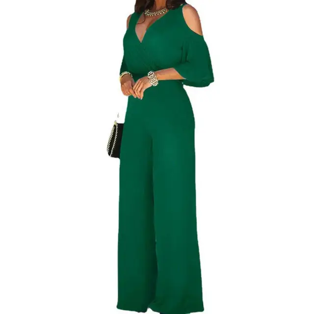 Elegant Women Summer Jumpsuit Loose Summer Jumpsuit Off Shoulder Formal OL Style Summer Jumpsuit  Dress-up