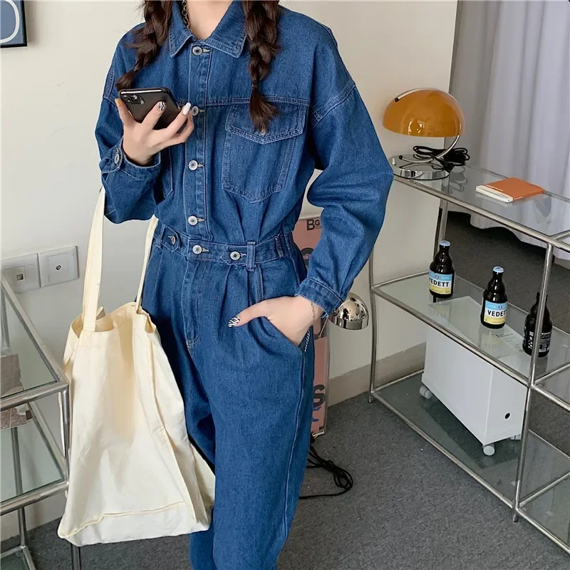 Spring Autumn Women's Pants New One-piece Jumpsuit Work Suit Denim Romper Jumpsuit Overalls Club Outfits - S-2XL