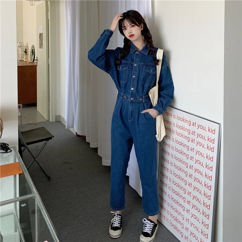 Spring Autumn Women's Pants New One-piece Jumpsuit Work Suit Denim Romper Jumpsuit Overalls Club Outfits - S-2XL