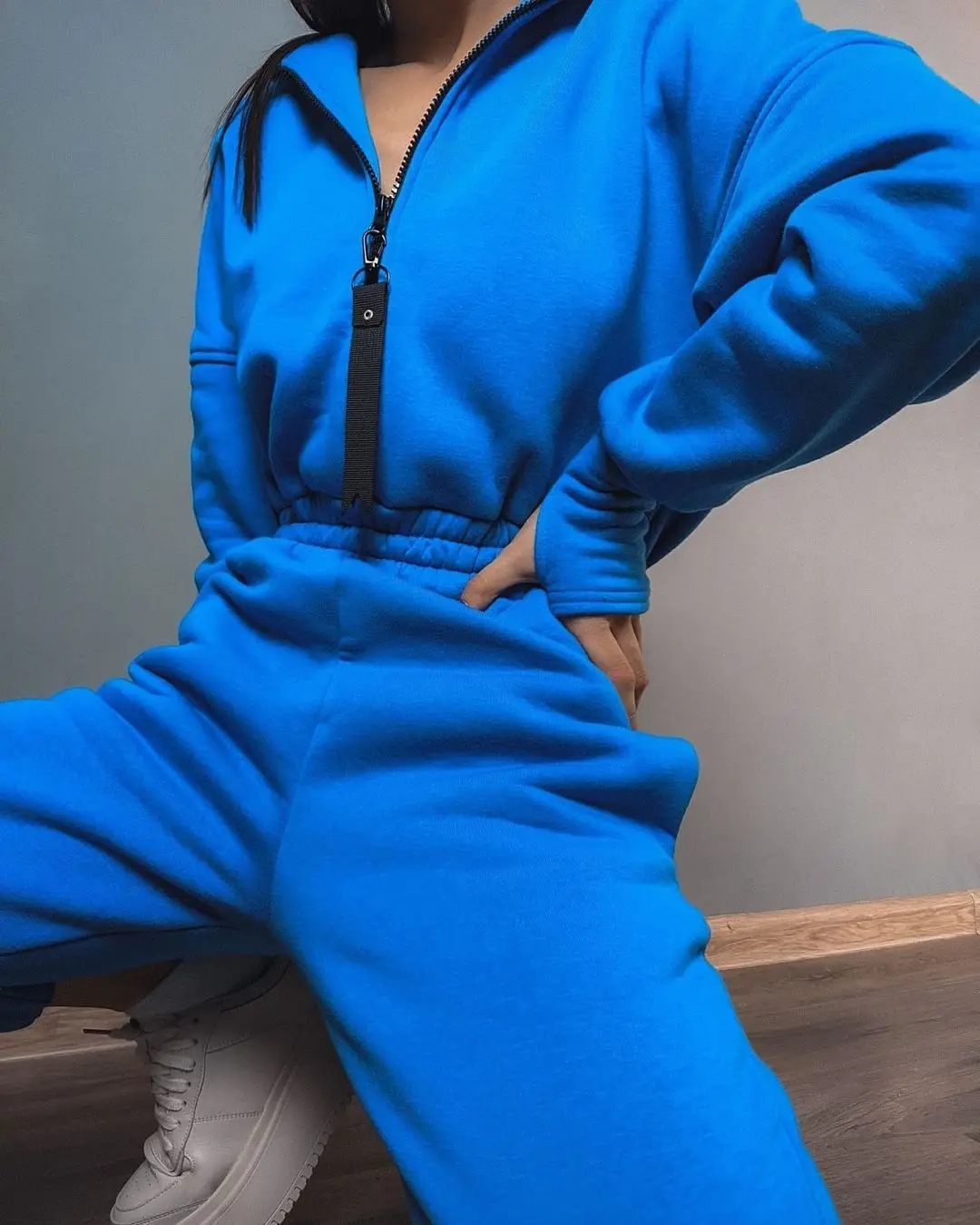 Women Tracksuit Fleece Hooded Jumpsuits Loose Hoodies Playsuits Female Autumn Winter Casual Warm Ladies Sports Jumpsuit Overalls