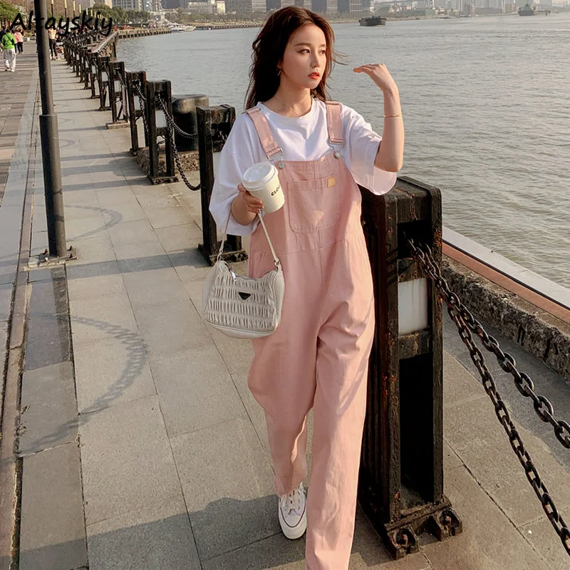 Jumpsuits Women Summer Hot Sale Korean Style Solid Denim Baggy Kawaii Girls Cozy Elegant Holiday College Popular Trendy Retro