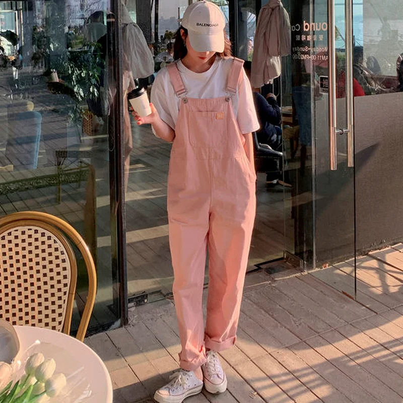 Jumpsuits Women Summer Hot Sale Korean Style Solid Denim Baggy Kawaii Girls Cozy Elegant Holiday College Popular Trendy Retro