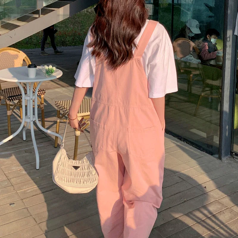 Jumpsuits Women Summer Hot Sale Korean Style Solid Denim Baggy Kawaii Girls Cozy Elegant Holiday College Popular Trendy Retro