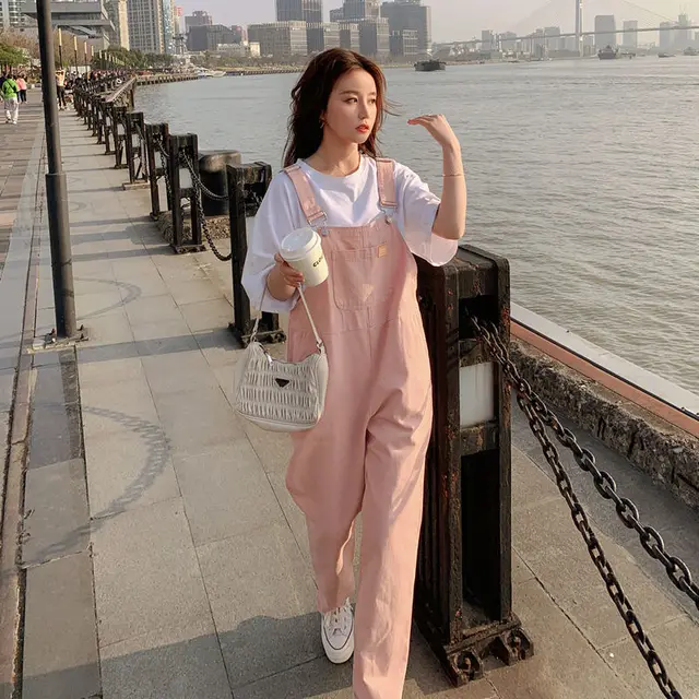 Jumpsuits Women Summer Hot Sale Korean Style Solid Denim Baggy Kawaii Girls Cozy Elegant Holiday College Popular Trendy Retro