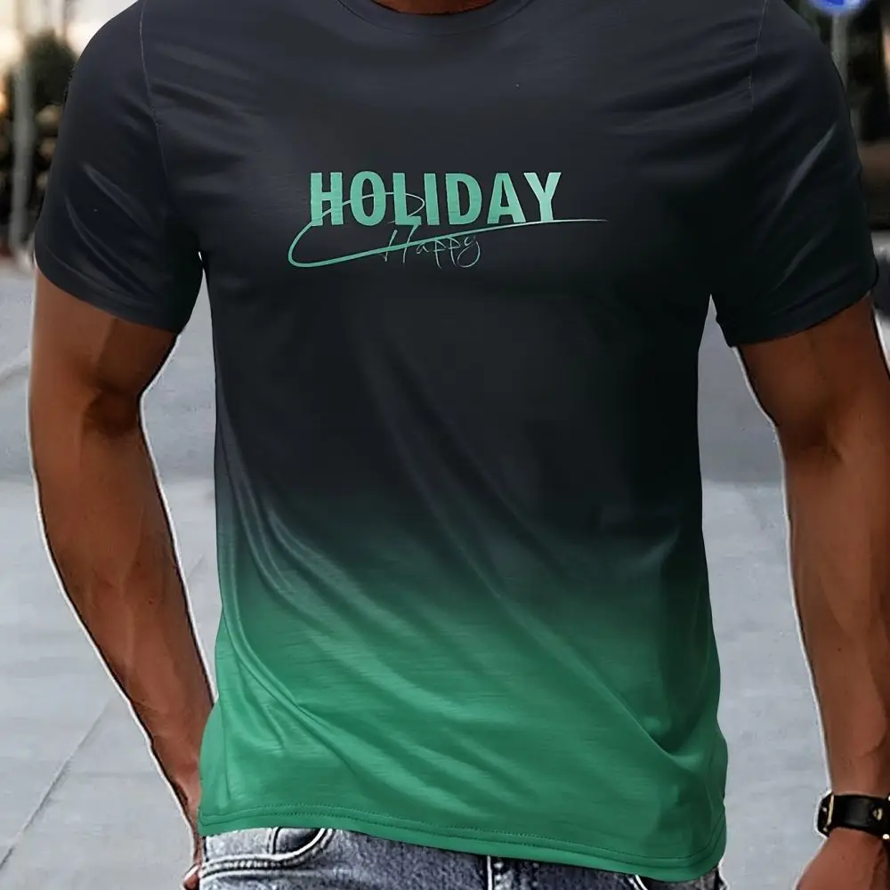 Men's T-Shirt Short Sleeve Tops Summer Clothing Oversized Gradient Graphic Fashion Street For Male Shirts 5xl Tees New