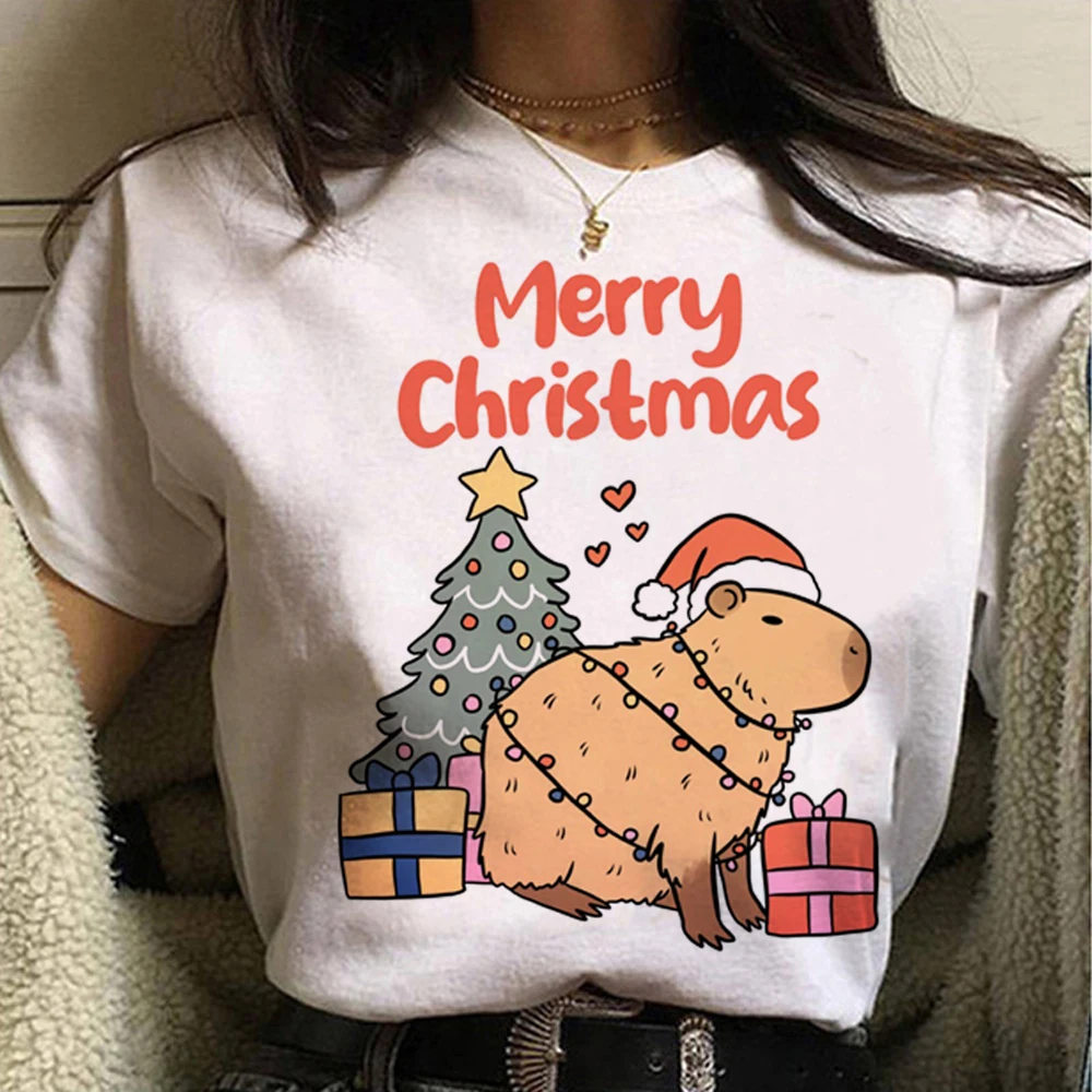 Capybara T-shirt Funny Capy birthday Graphic Women Casual Vintage T-shirts Cute Cartoon Print Streetwear Women Short Sleeve Tees