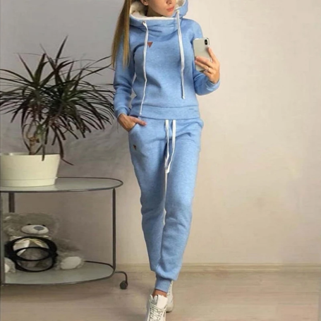 Women 2 Piece Set Tracksuit Fleece Hoodies Pullover Sweatshirts Baggy Trousers Jogger Pants Warm Outfits