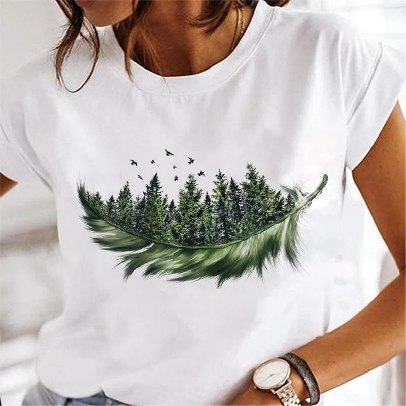 Women Dandelion T-shirts Fashion Clothing Cartoon Clothes Watercolor 90s Short Sleeve Spring Summer Female Tee Graphic Tshirt
