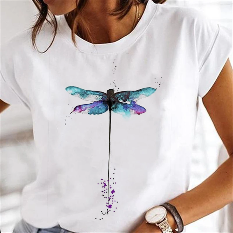 Women Dandelion T-shirts Fashion Clothing Cartoon Clothes Watercolor 90s Short Sleeve Spring Summer Female Tee Graphic Tshirt