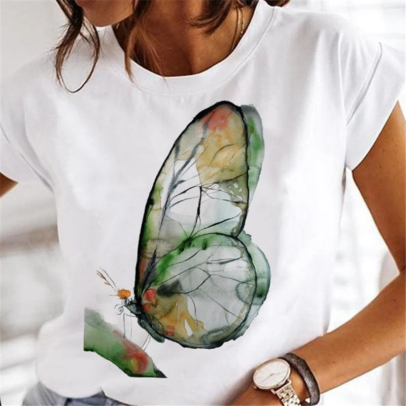 Women Dandelion T-shirts Fashion Clothing Cartoon Clothes Watercolor 90s Short Sleeve Spring Summer Female Tee Graphic Tshirt