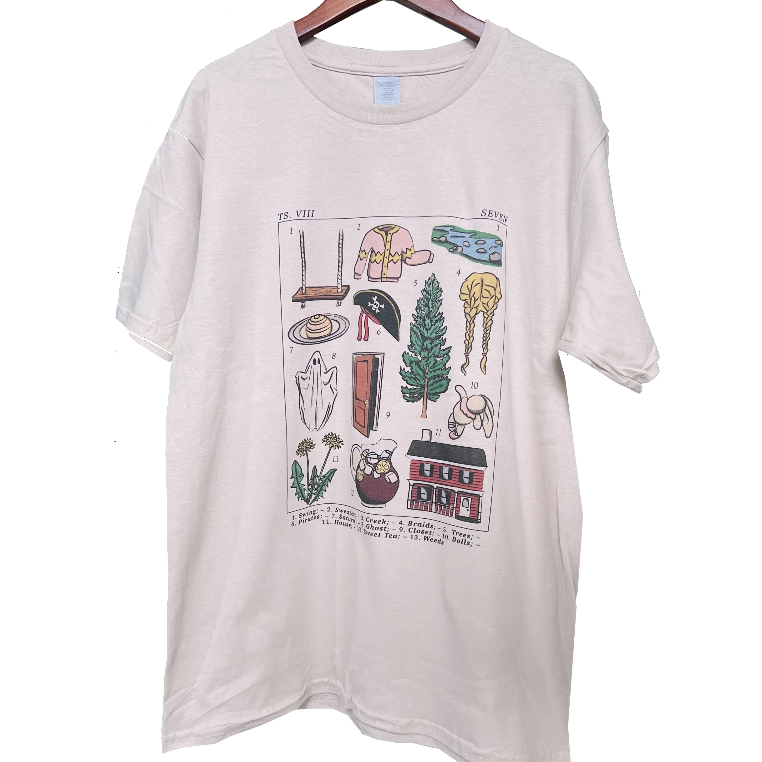 5317Seven Summer  Swift Folklore Seven Inspired Graphic Women T-Shirt Khaki Loose Cotton Short Sleeve Tops Ins Fashion Tees