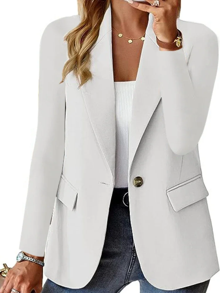 Women's Clothing Tienda Blazer Solid Colour Fashion Blazer Office Lady Cardigan Long Sleeve Autumn Winter Casual Soft Jacket