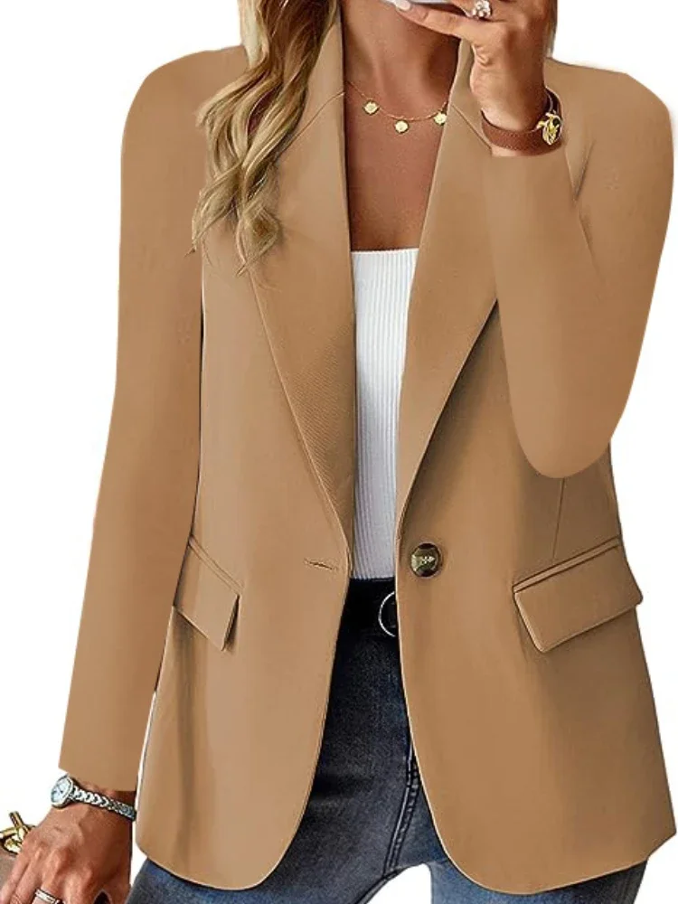 Women's Clothing Tienda Blazer Solid Colour Fashion Blazer Office Lady Cardigan Long Sleeve Autumn Winter Casual Soft Jacket