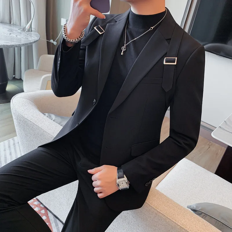 Brand Clothing Men Spring High Quality Casual Business Suit Male Slim Fit Fashion Groom Tuxedo/Man Solid Color Dress Blazer