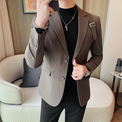 Brand Clothing Men Spring High Quality Casual Business Suit Male Slim Fit Fashion Groom Tuxedo/Man Solid Color Dress Blazer