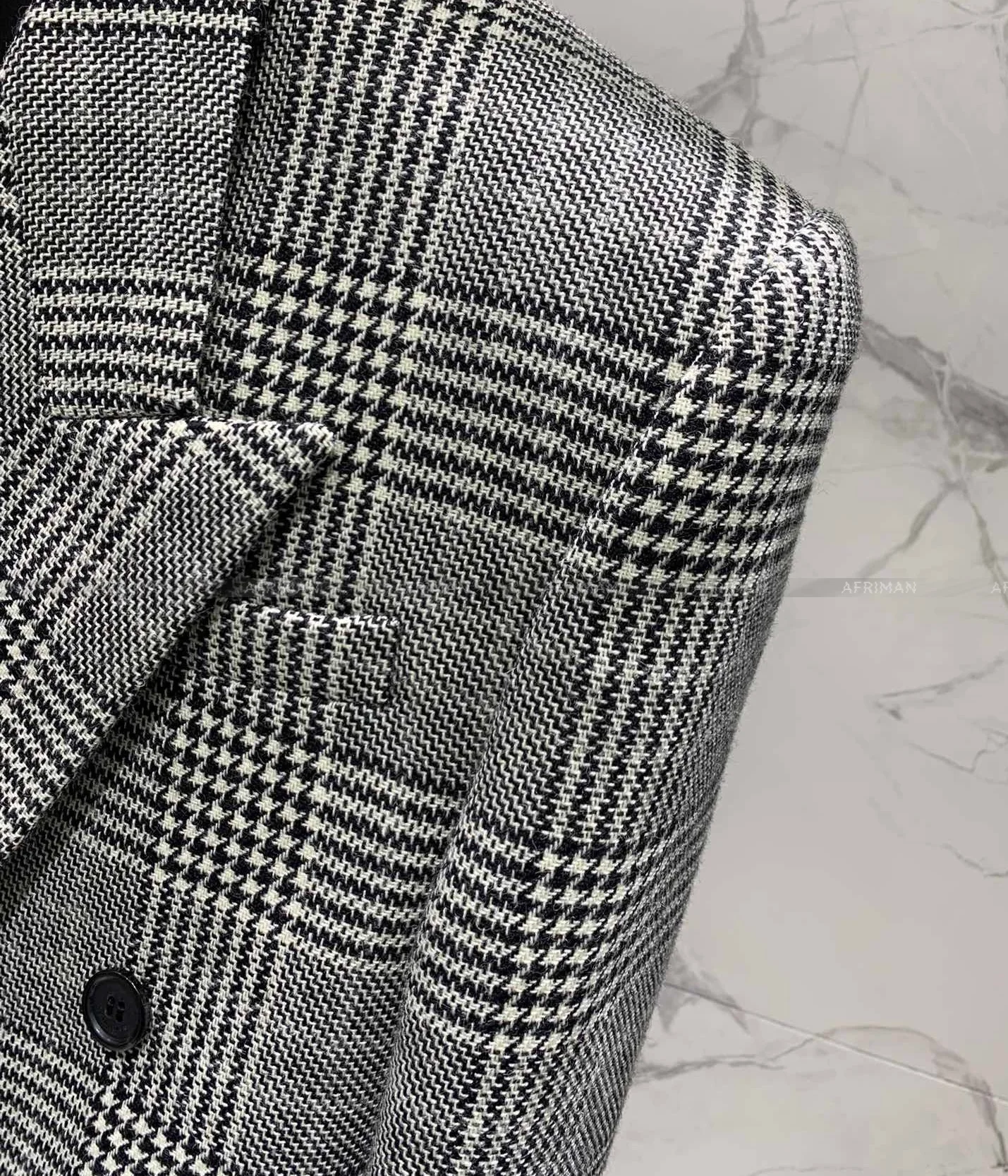 Women Classic Plaid Jacquard Wool Double Breasted Oversized Blazer Suit Jacket