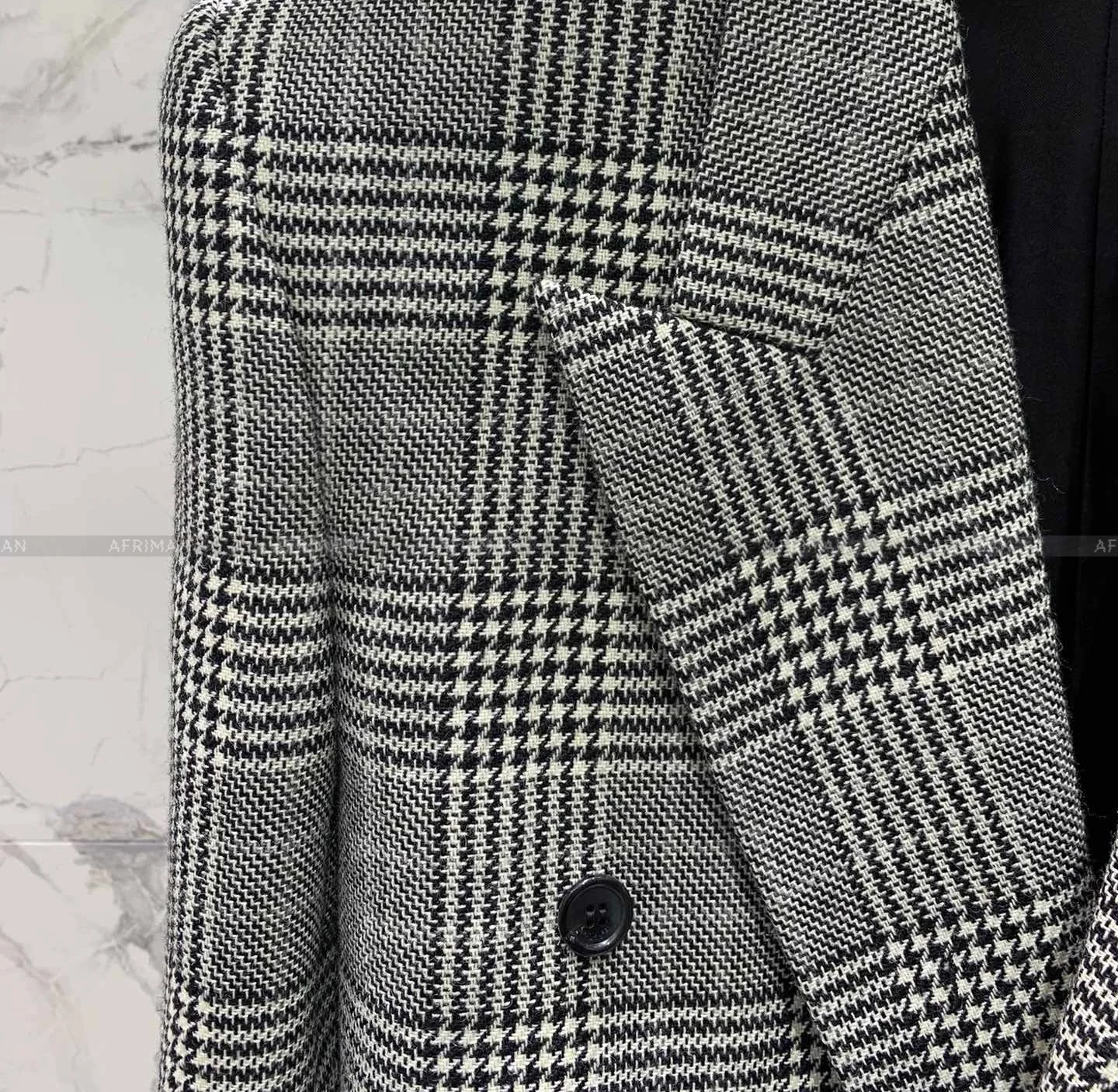 Women Classic Plaid Jacquard Wool Double Breasted Oversized Blazer Suit Jacket