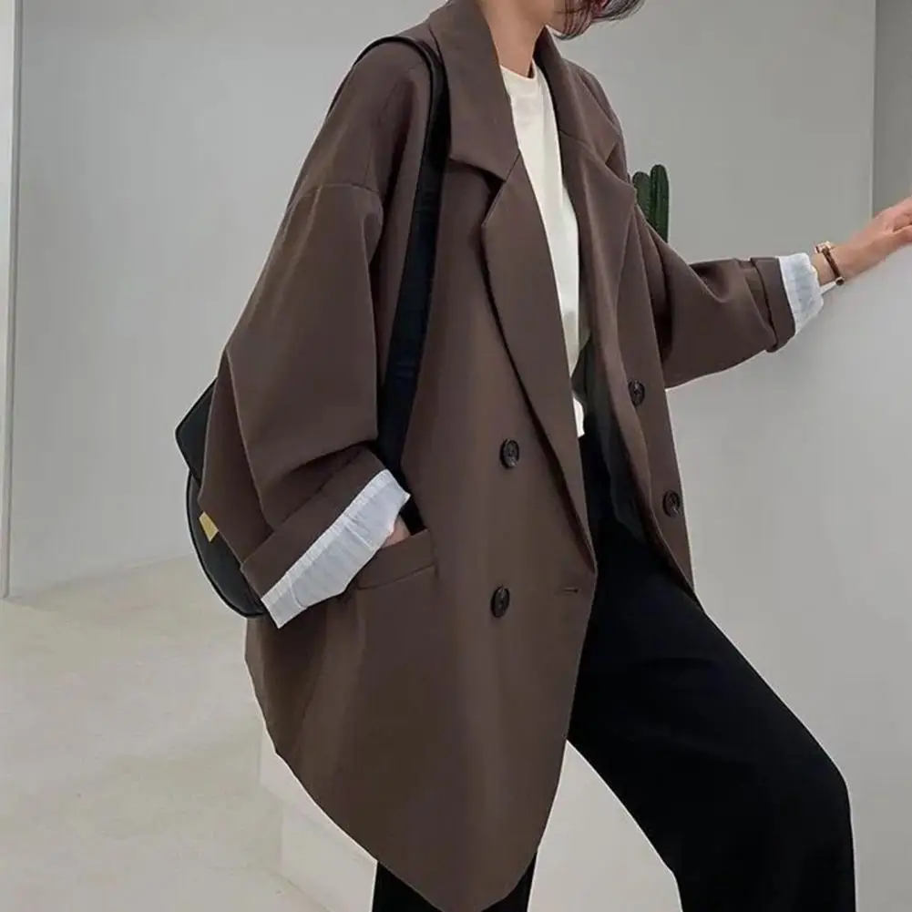 Suit Coat Chic Elegant Temperament Oversized Lady Notched Collar Business Blazer Suit Coat Outerwear  Women Blazer  Blazer Coat