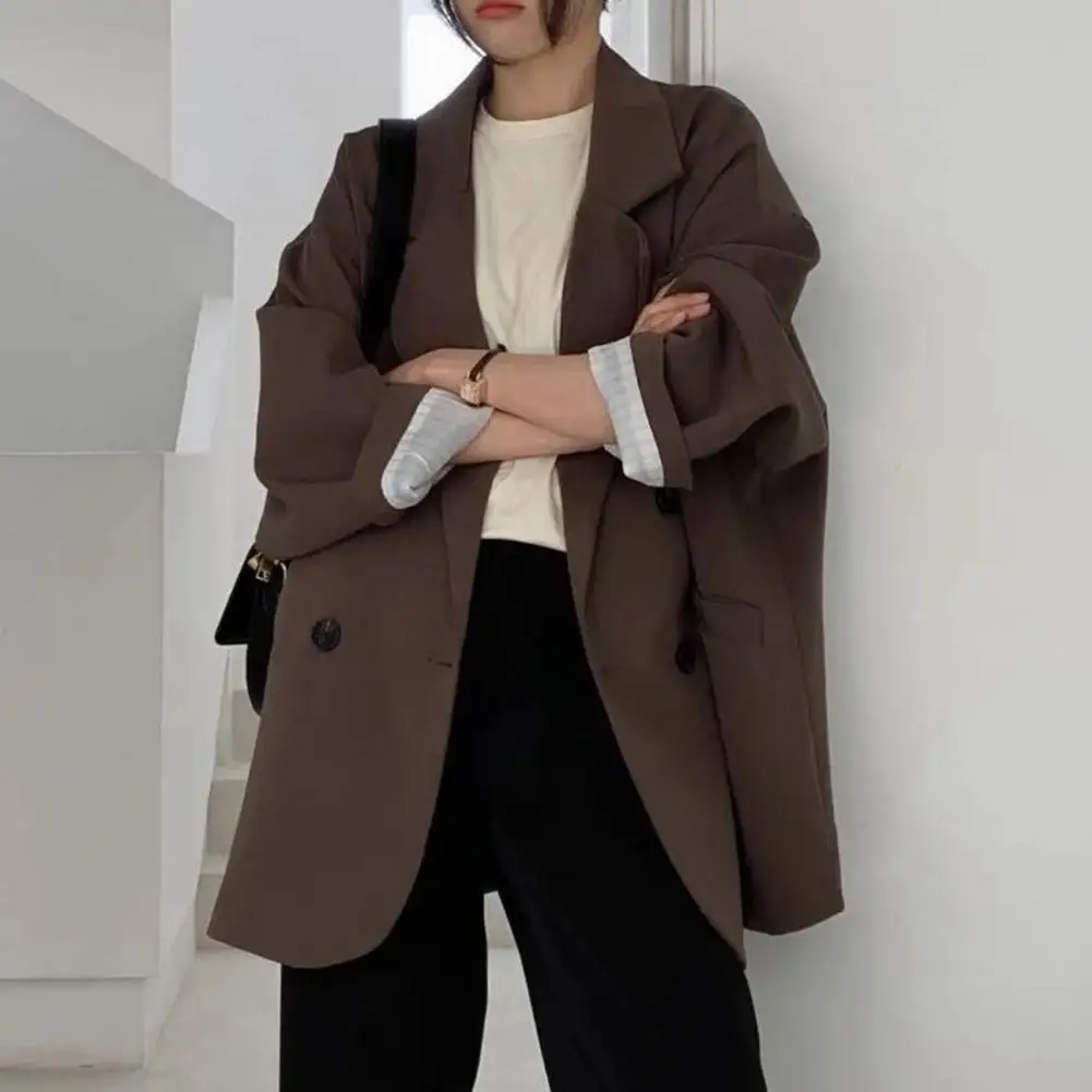 Suit Coat Chic Elegant Temperament Oversized Lady Notched Collar Business Blazer Suit Coat Outerwear  Women Blazer  Blazer Coat