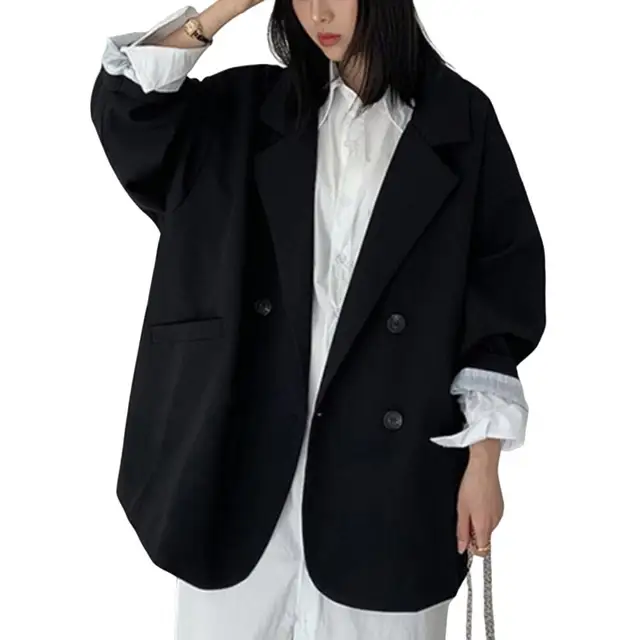 Suit Coat Chic Elegant Temperament Oversized Lady Notched Collar Business Blazer Suit Coat Outerwear  Women Blazer  Blazer Coat