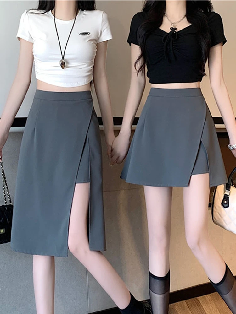 Women Mini Skirts Irregular Skirts Aesthetic Chic A-Line Casual Elastic Waist Skirt