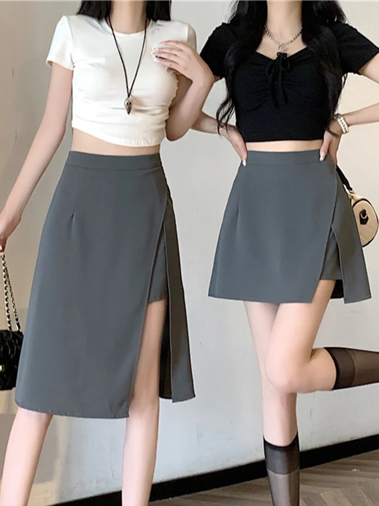 Women Mini Skirts Irregular Skirts Aesthetic Chic A-Line Casual Elastic Waist Skirt